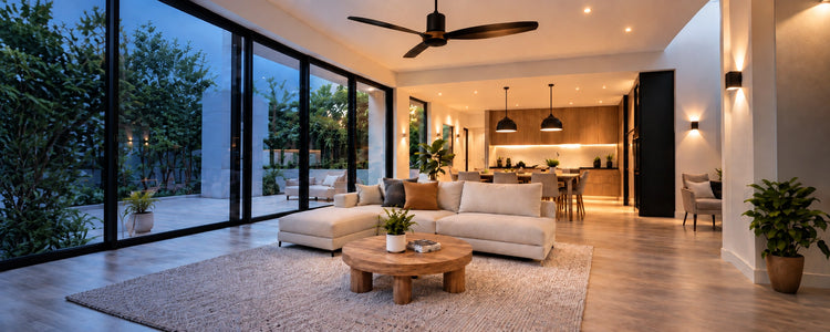 Modern home with electrical lighting and ceiling fan